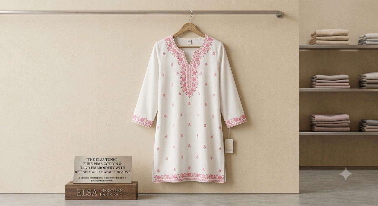 Cream Embroidered Fashionable Kurti