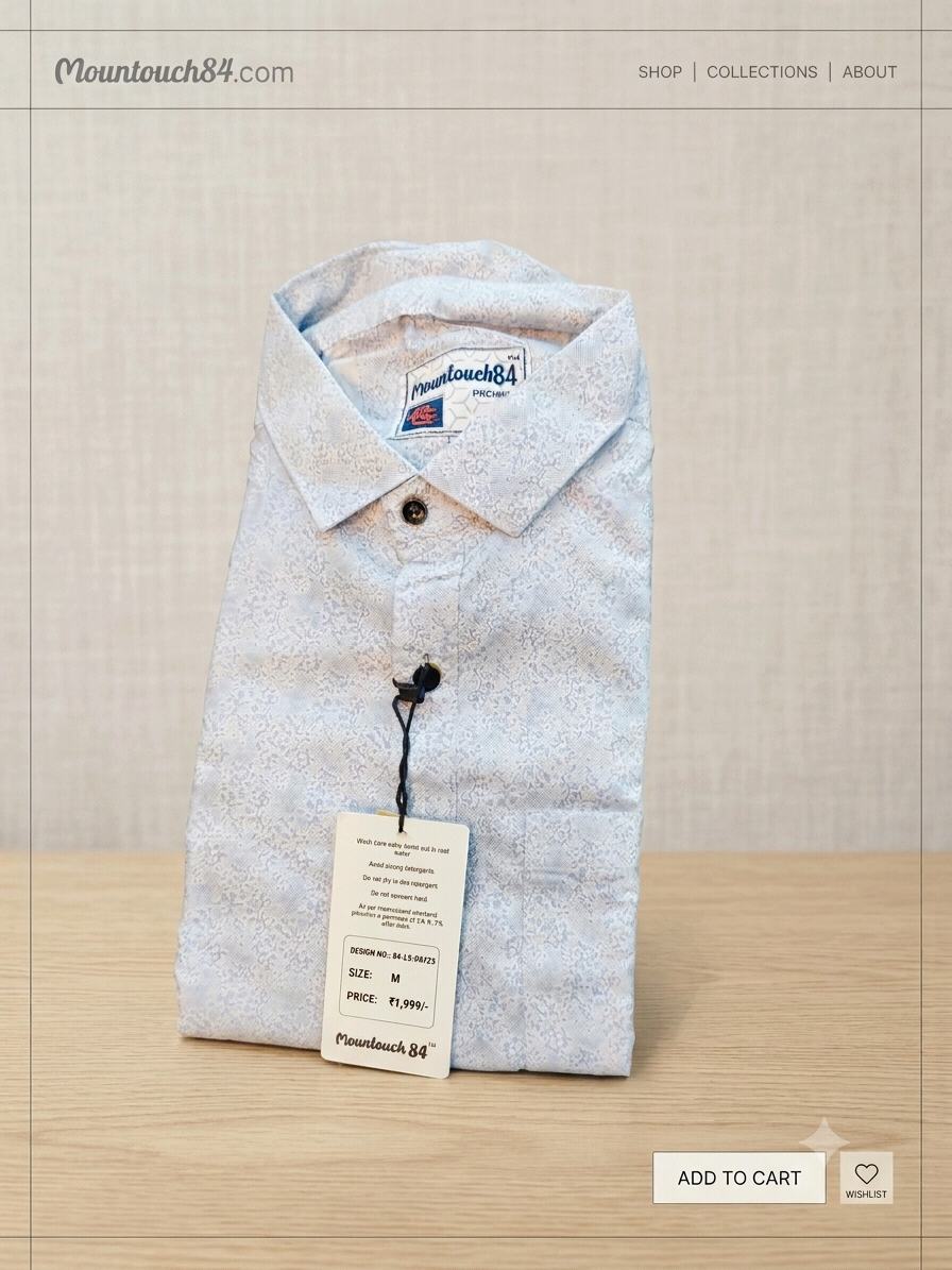 Mountouch84 Men's Cream Micro-Print Premium Cotton Shirt